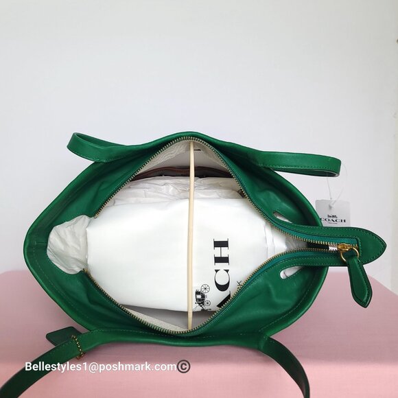 COACH Bea Colorblocked Smooth Leather Large Tote -Green Granite multi color ⭐ - Picture 11 of 16